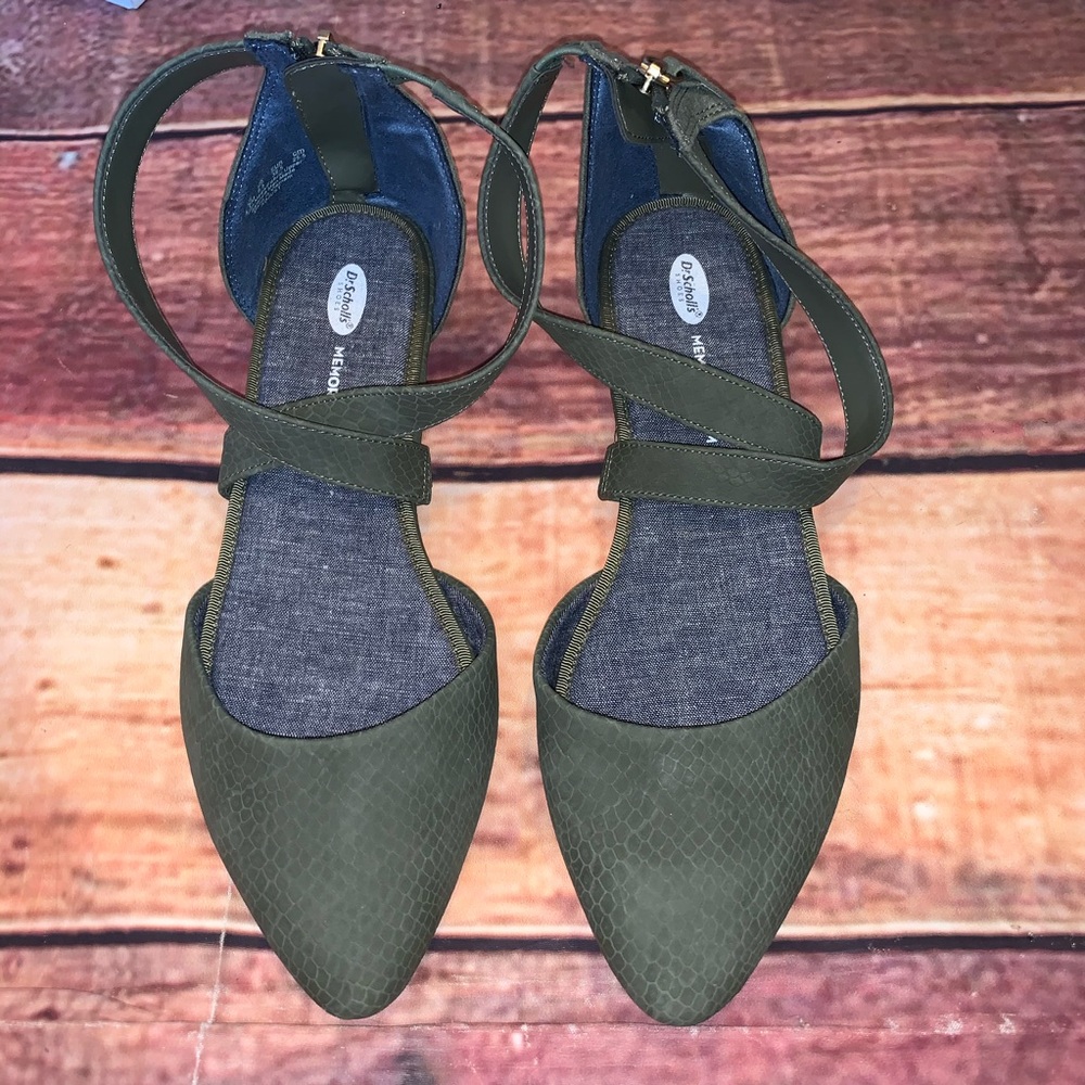 Dr Scholls Memory Foam  Olive Green Ballet Flats